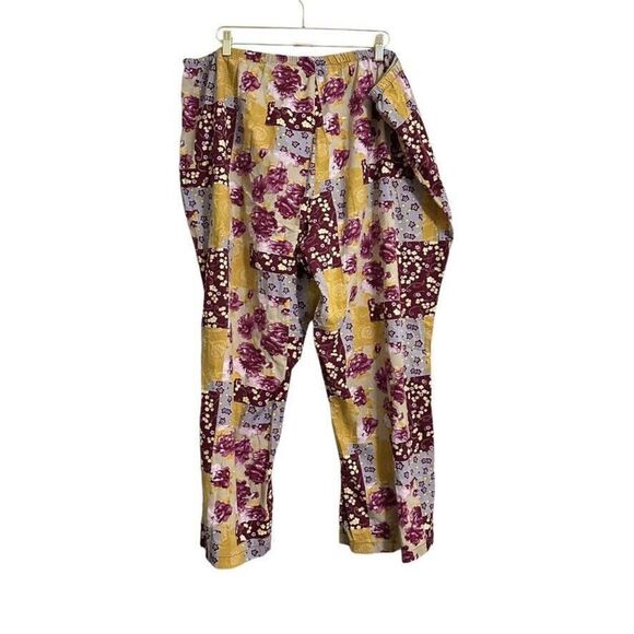 Sleep By‎ Cacique Pajama Pants Women's 26/28 (4X) Yellow Purple Floral Patchwork - Picture 2 of 3